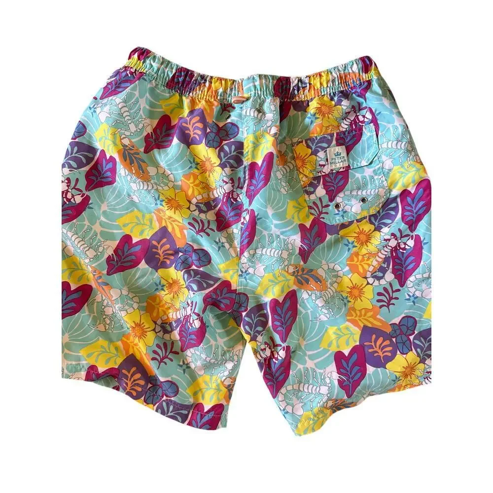 PETER MILLAR swim trunks, swim suit, floral. Size LARGE L